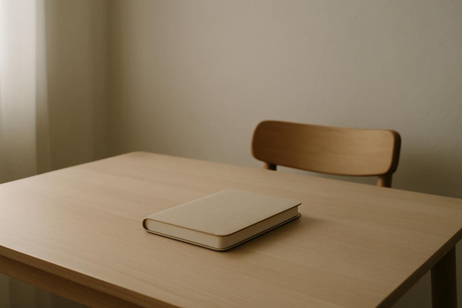 Cuaderno y espacio tranquilo para pensar sin prisas